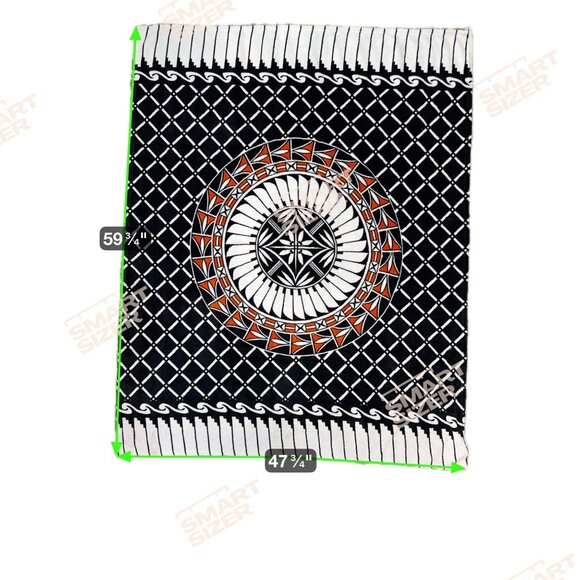Southwest woven Black & White Tribal Throw Blanket Geometric Design Fringe Edges - Picture 4 of 4